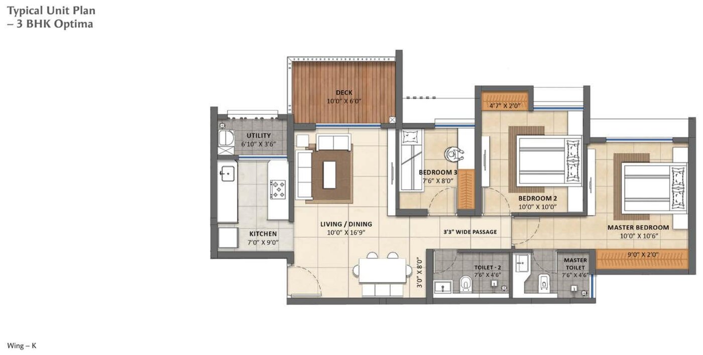 Casa Belvedere 3 BHK Optima floor plan