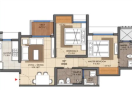 Lodha Premier 2 BHK Deck floor plan, 572 sq.ft.