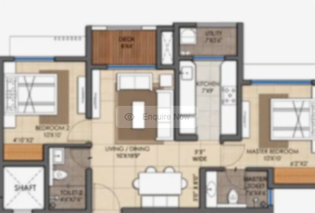 Lodha Premier 2 BHK Ultima Deck floor plan, 656 sq.ft.