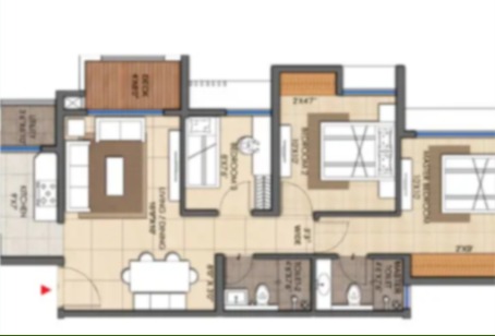 Lodha Premier 3 BHK Optima floor plan, 796 sq.ft.
