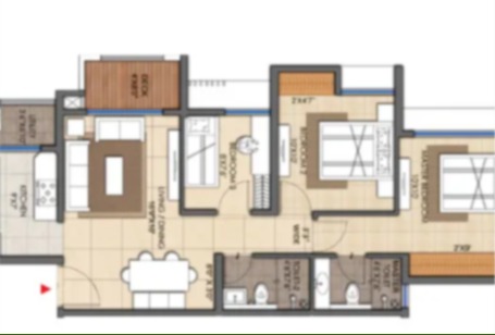 Lodha Premier 3 BHK Ultima floor plan, 977 sq.ft.